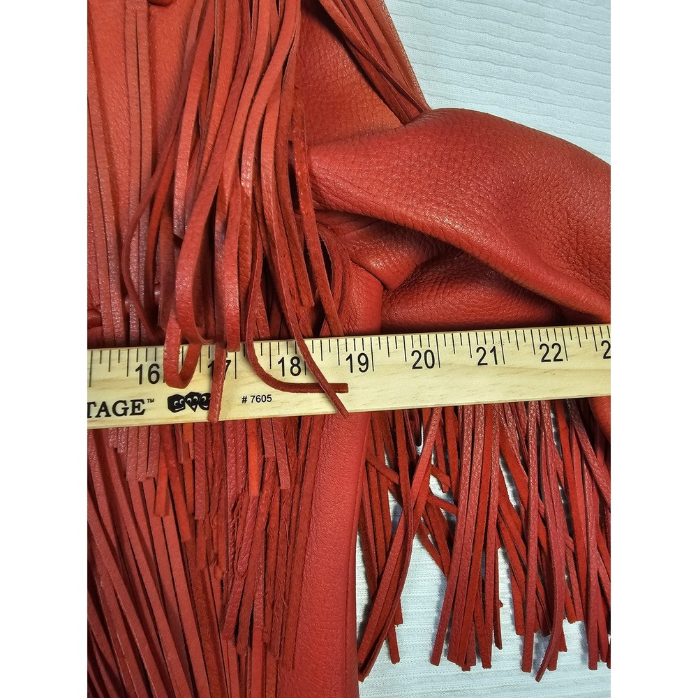 Creations In Leather By Richie Orange Deerskin Fringe Beaded Western Jacket S - Picture 12 of 16